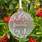 personalised rear engraved christmas tree bauble decoration with household name engraved