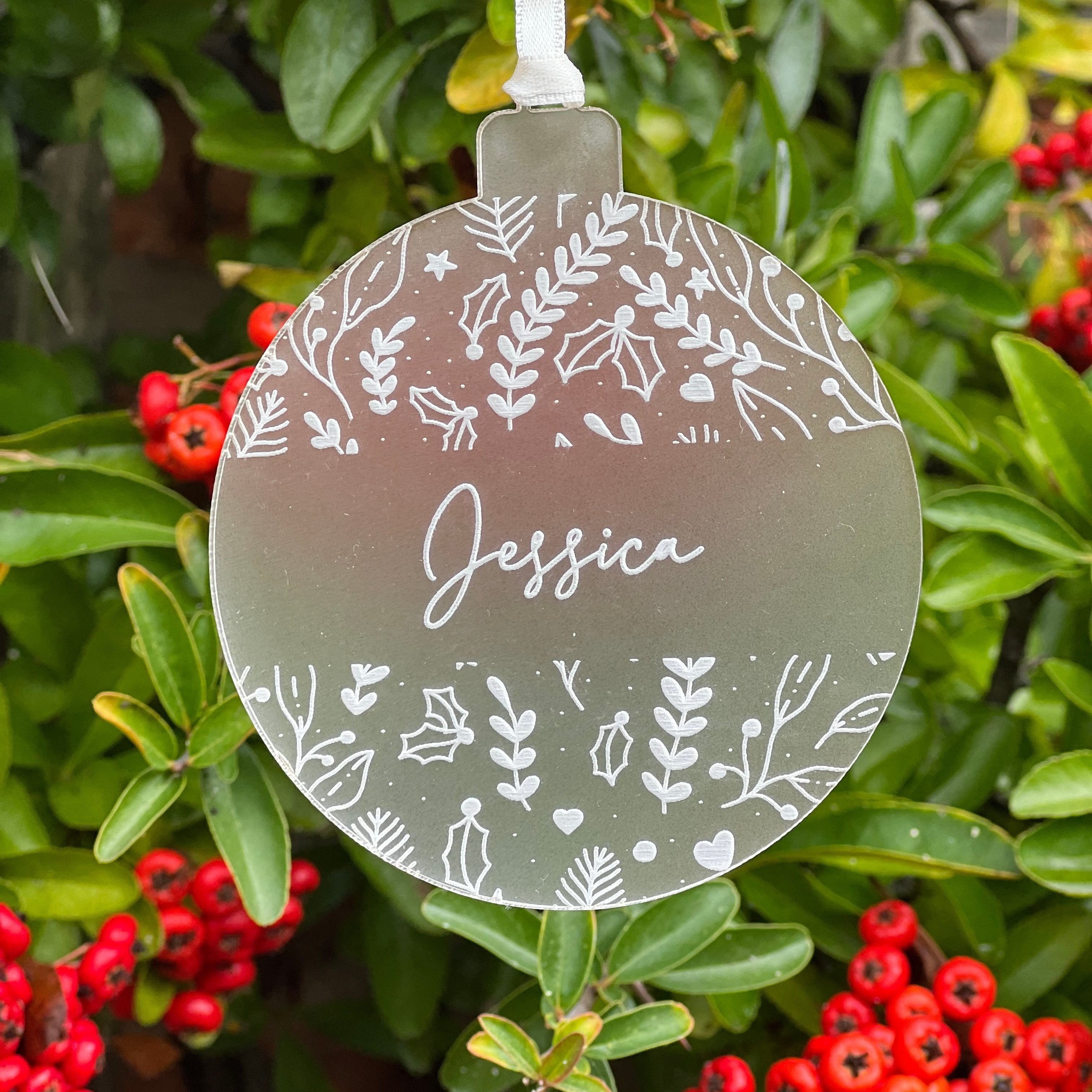 Personalised individual acrylic bauble for stocking filler