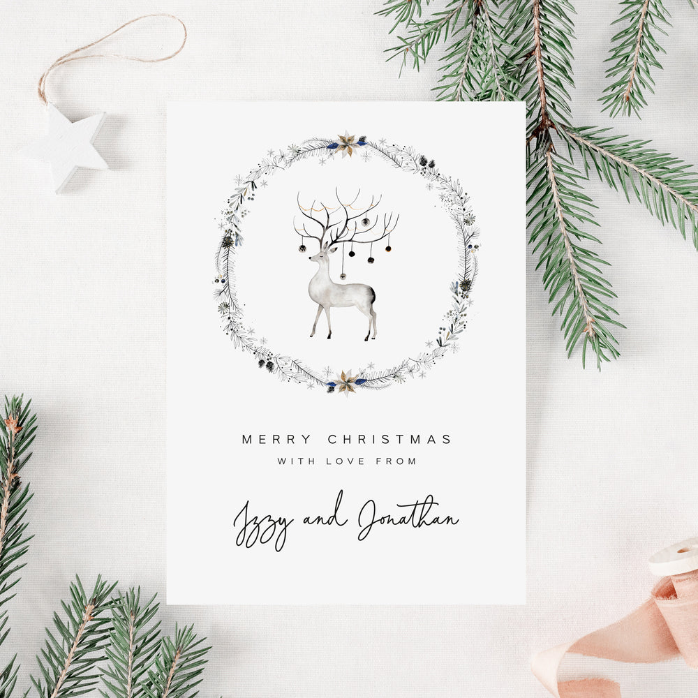 Wreath Personalised Christmas Card Pack - Elle Bee Design