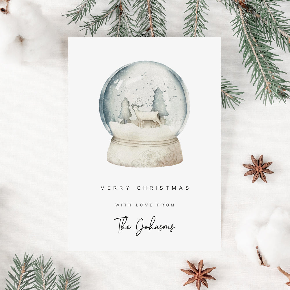 Snowglobe Personalised Christmas Card Pack - Elle Bee Design