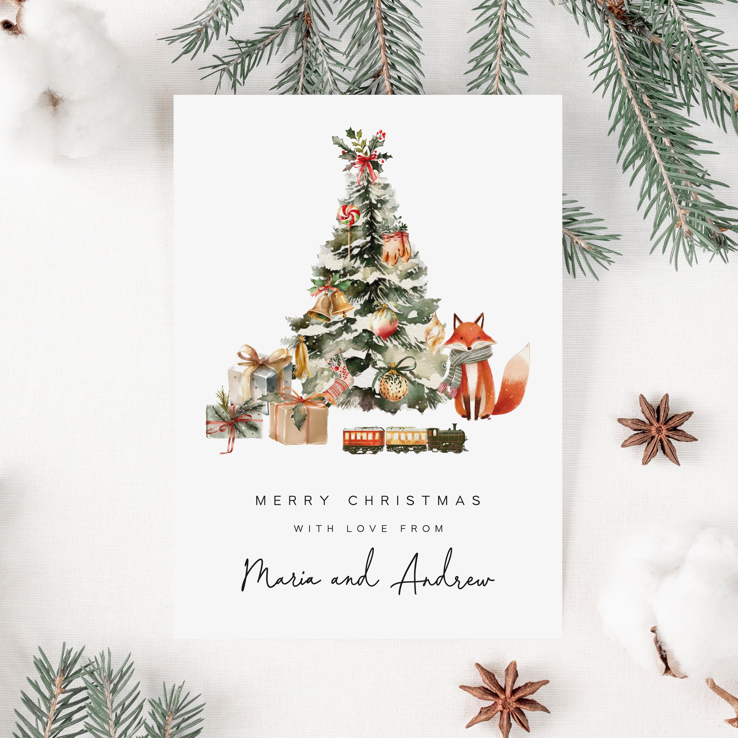 Christmas Tree Personalised Christmas Card Pack - Elle Bee Design