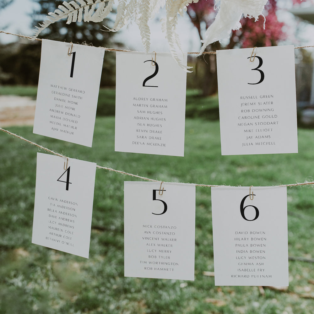 Modern Wedding Table Plan Cards - Camberwell Collection, Elle Bee Design