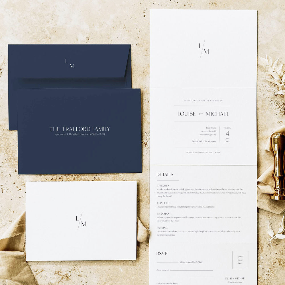 Modern Monogram Concertina Wedding Invitation - Camden Collection, Elle Bee Design