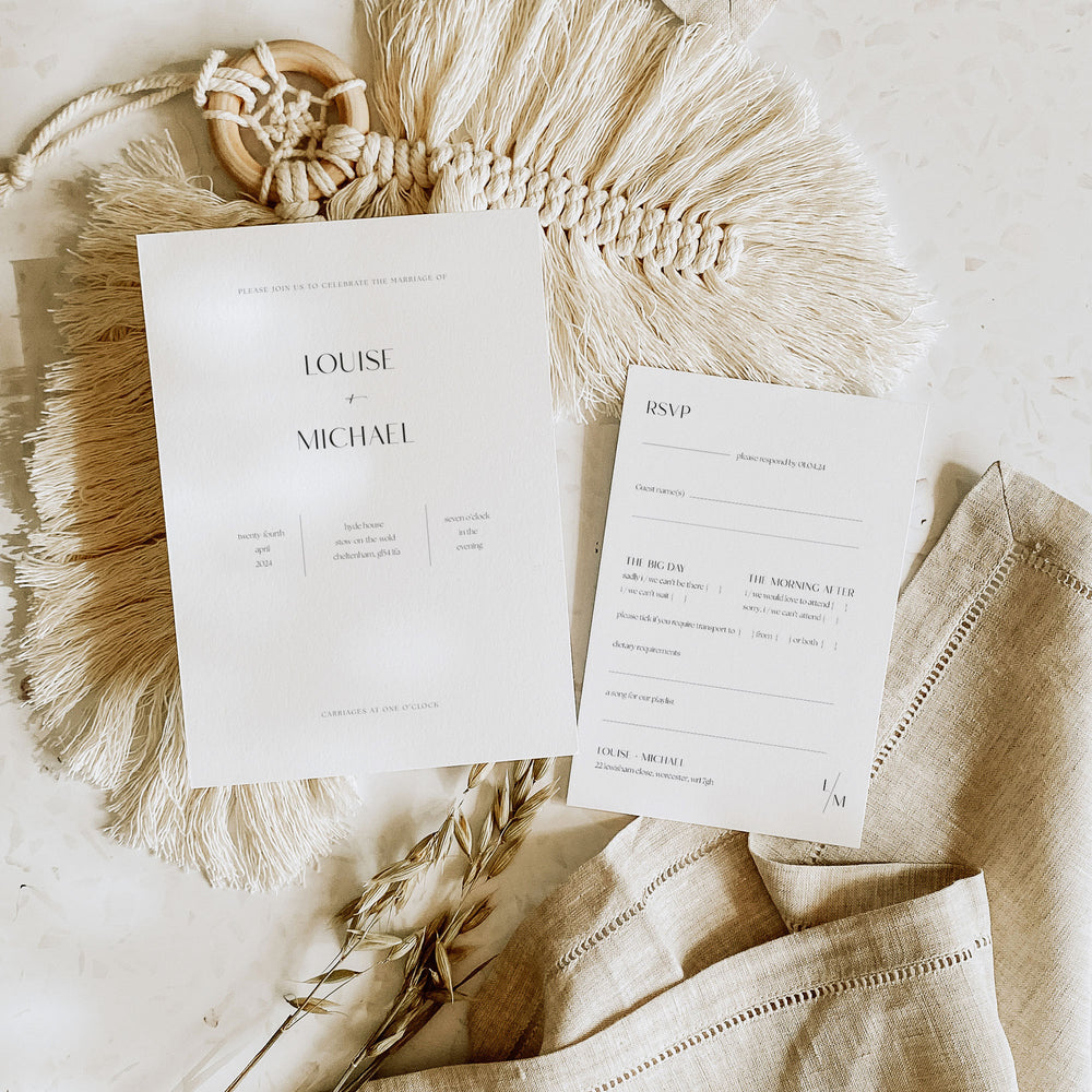 Modern Simple Evening Wedding Invitation - Camden Collection, Elle Bee Design
