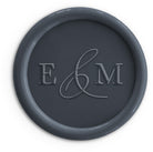 carbon charcoal grey wedding wax seals with couples initials