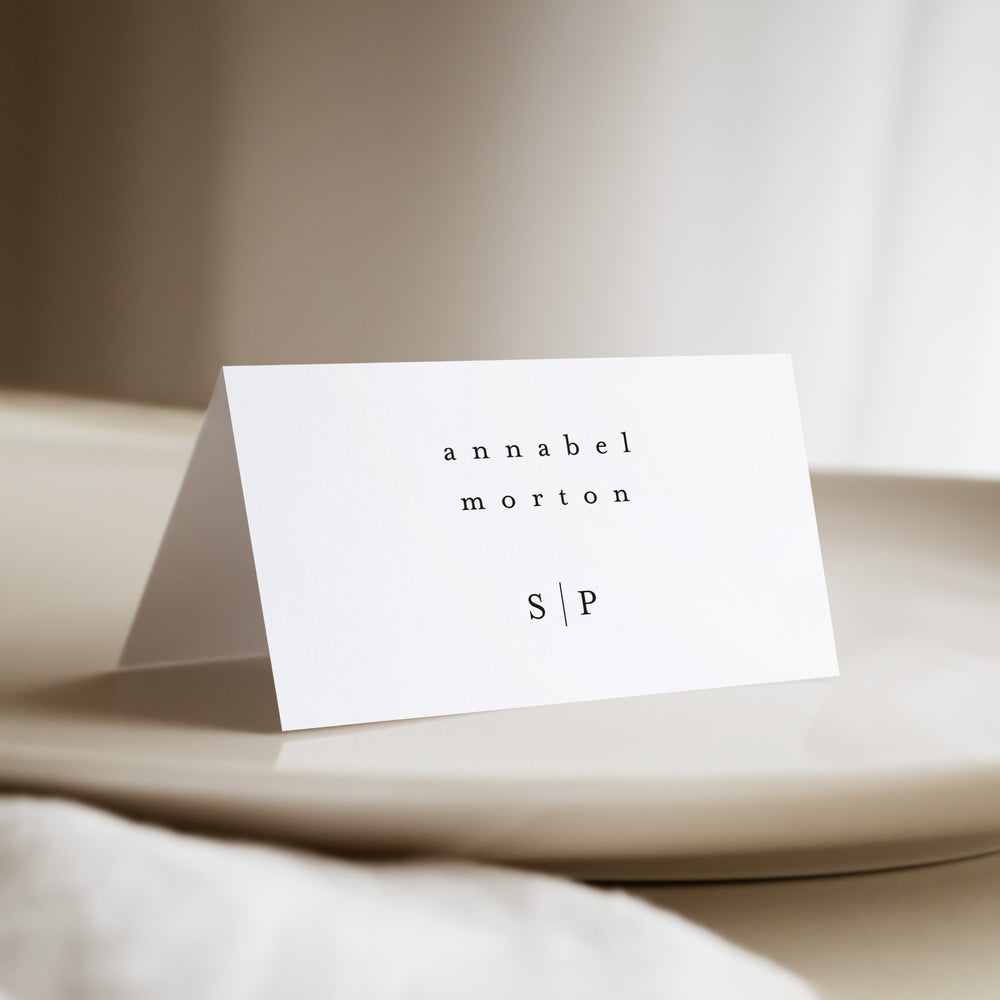 Simple Monogram Wedding Place Card - Chancery Lane Collection, Elle Bee Design