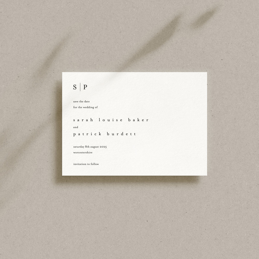 Simple Monogram Save the Date Card - Chancery Lane Collection, Elle Bee Design