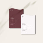 Wavy Save the Date Card in White and Burgundy - Chancery Lane Collection, Elle Bee Design