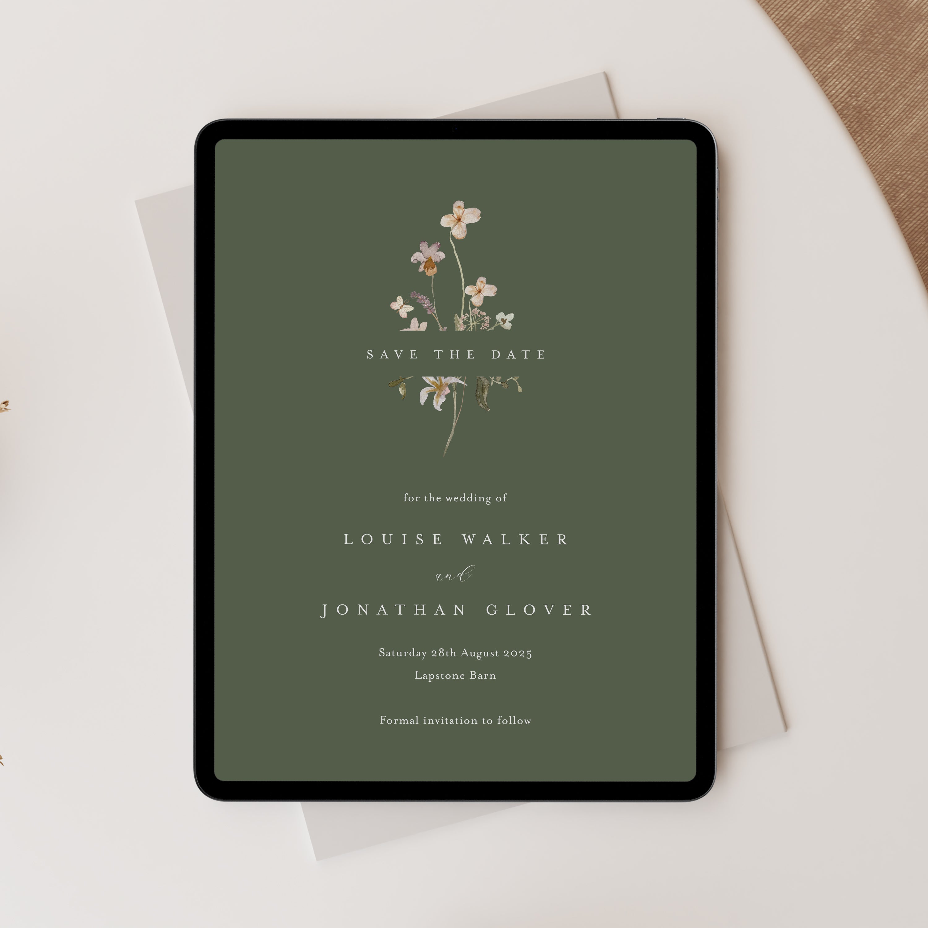 Classic Wildflower Digital Save the Date in Sequoia Green - Charlbury Collection