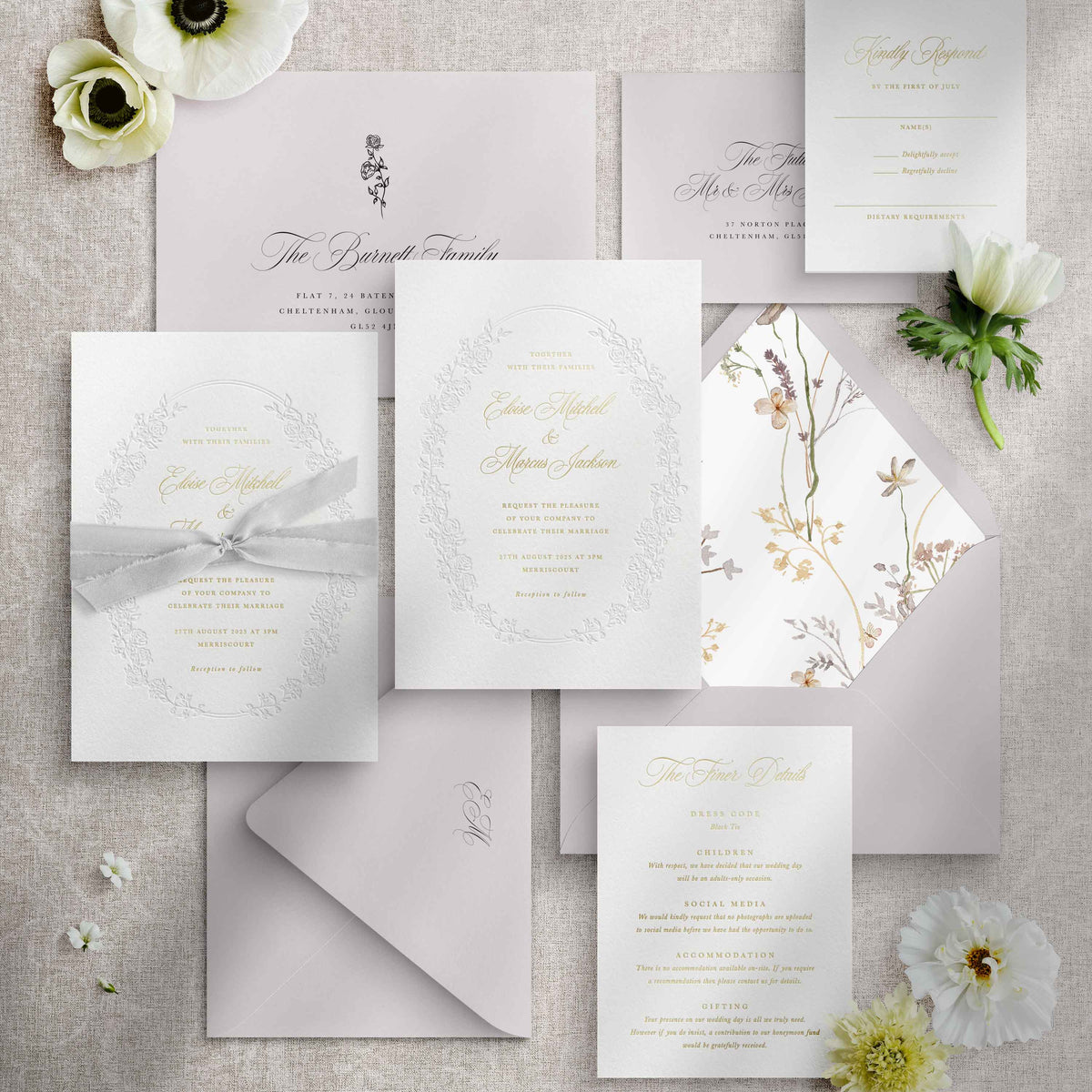 Foil Wedding Invitations - Charlotte Collection | Elle Bee Design ...