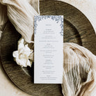 Traditional Blue Floral Wedding Menu Card - Charlotte Collection