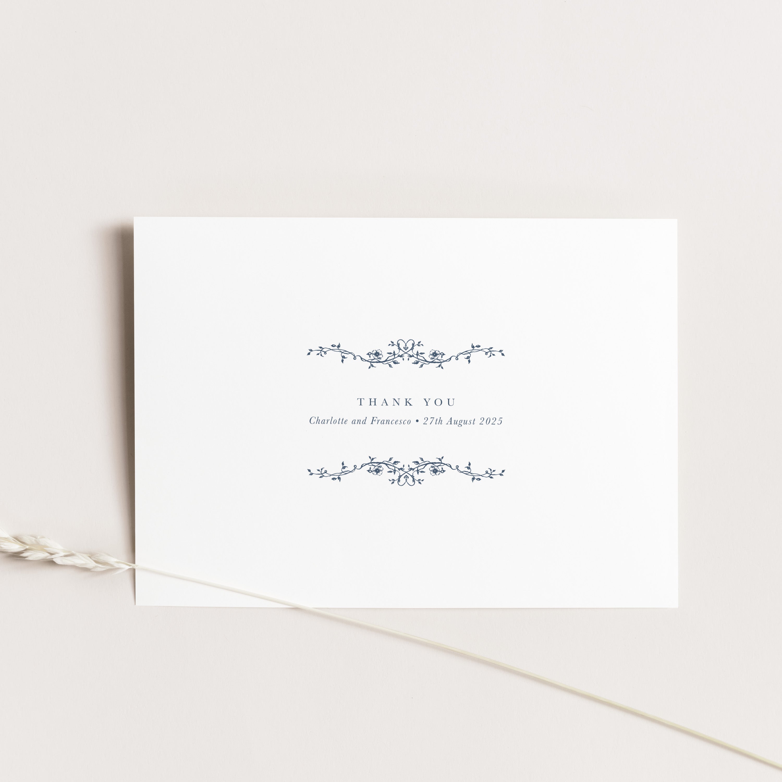 Simple and Elegant Floral Wedding Thank You Card - Charlotte Collection