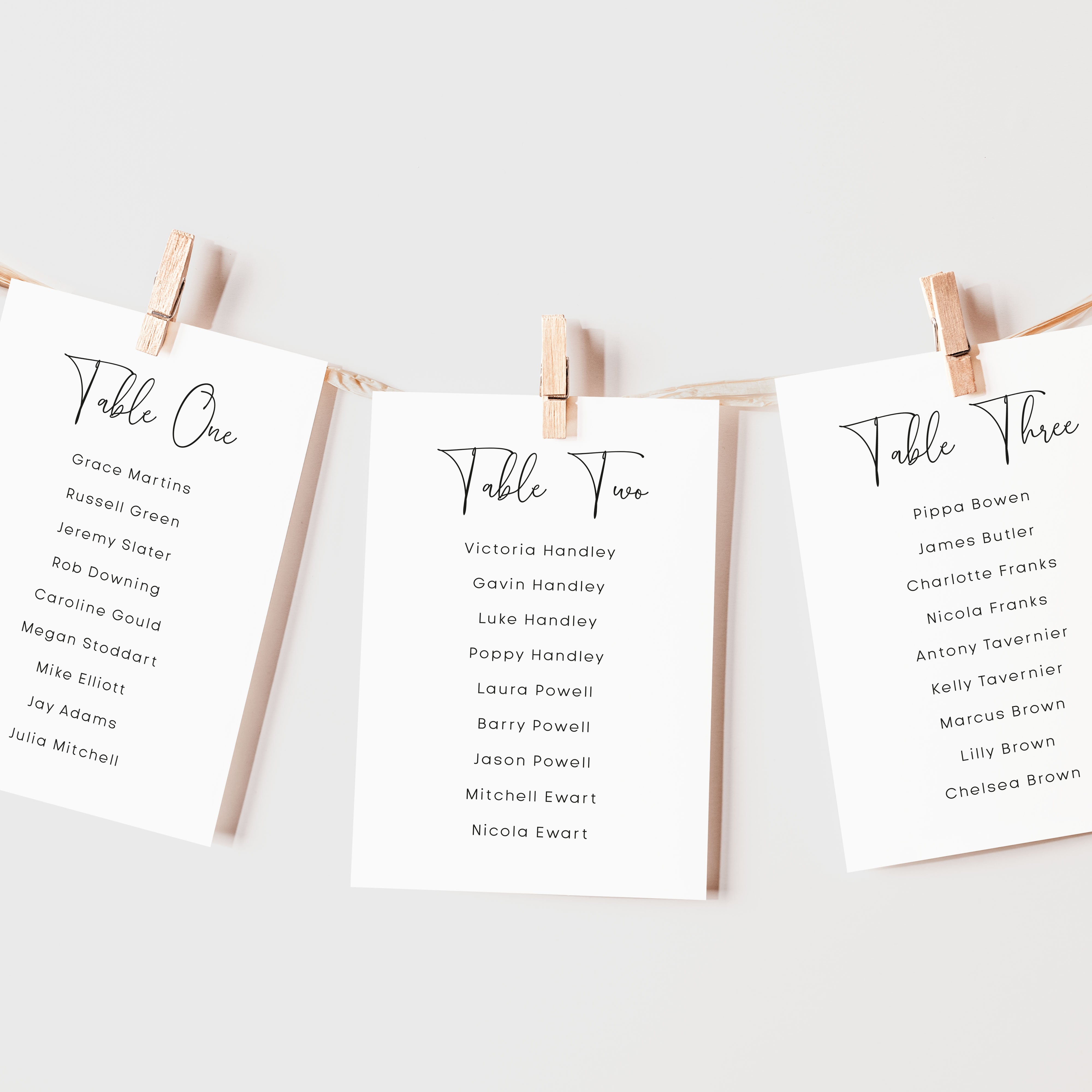 Modern Wedding Individual Seating Plan Cards - Chelsea Collection, Elle Bee Design