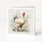 Greeting card with a rooster illustration on a white background