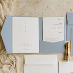 Modern Dusky Blue Pocketfold Wedding Invitation - Chiswick Collection, Elle Bee Design