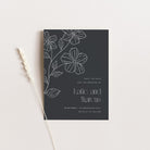 Modern Floral Wedding Save the Date Card in Slate with White Ink - Clapham Collection, Elle Bee Design