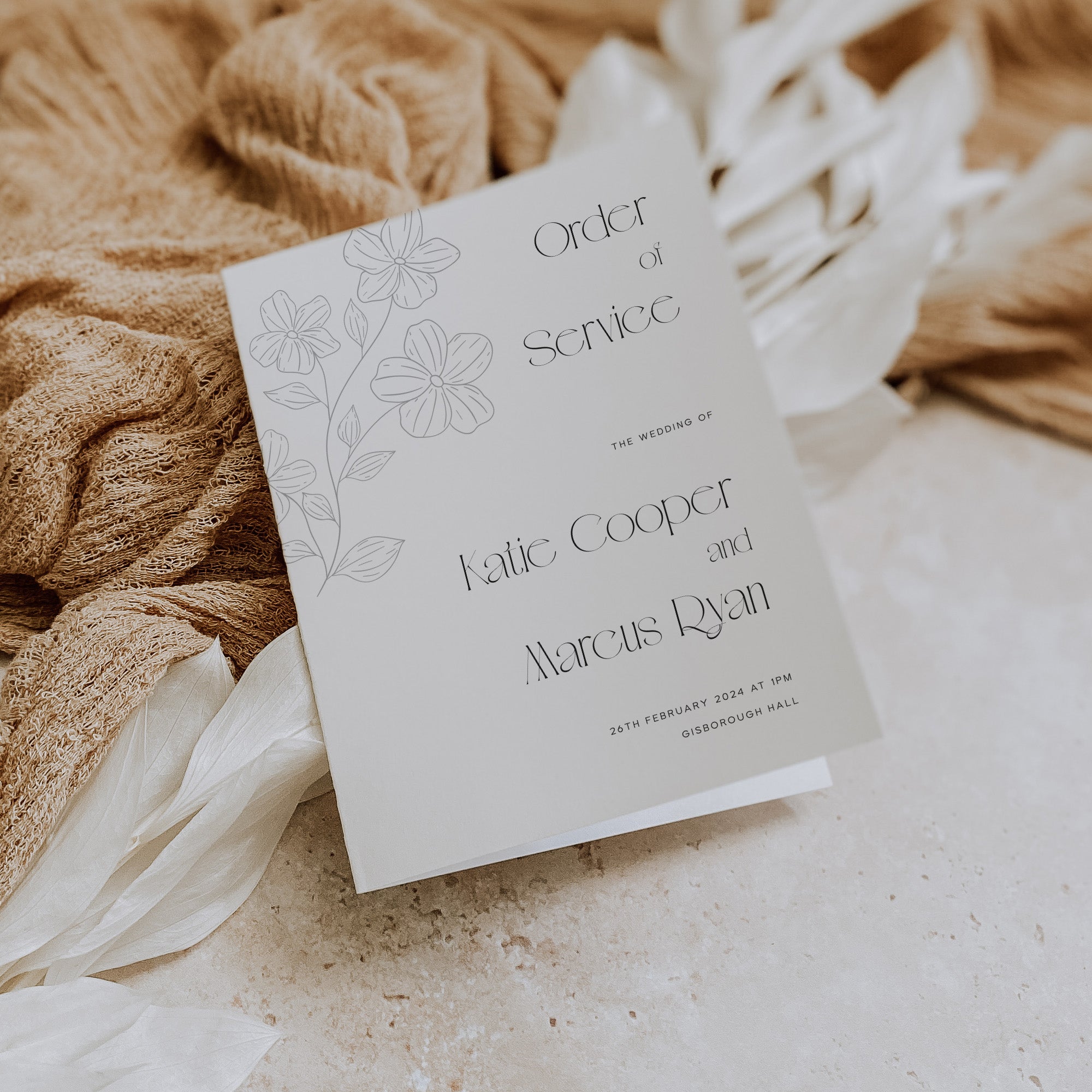 Modern Floral Order of Service Booklet - Clapham Collection, Elle Bee Design