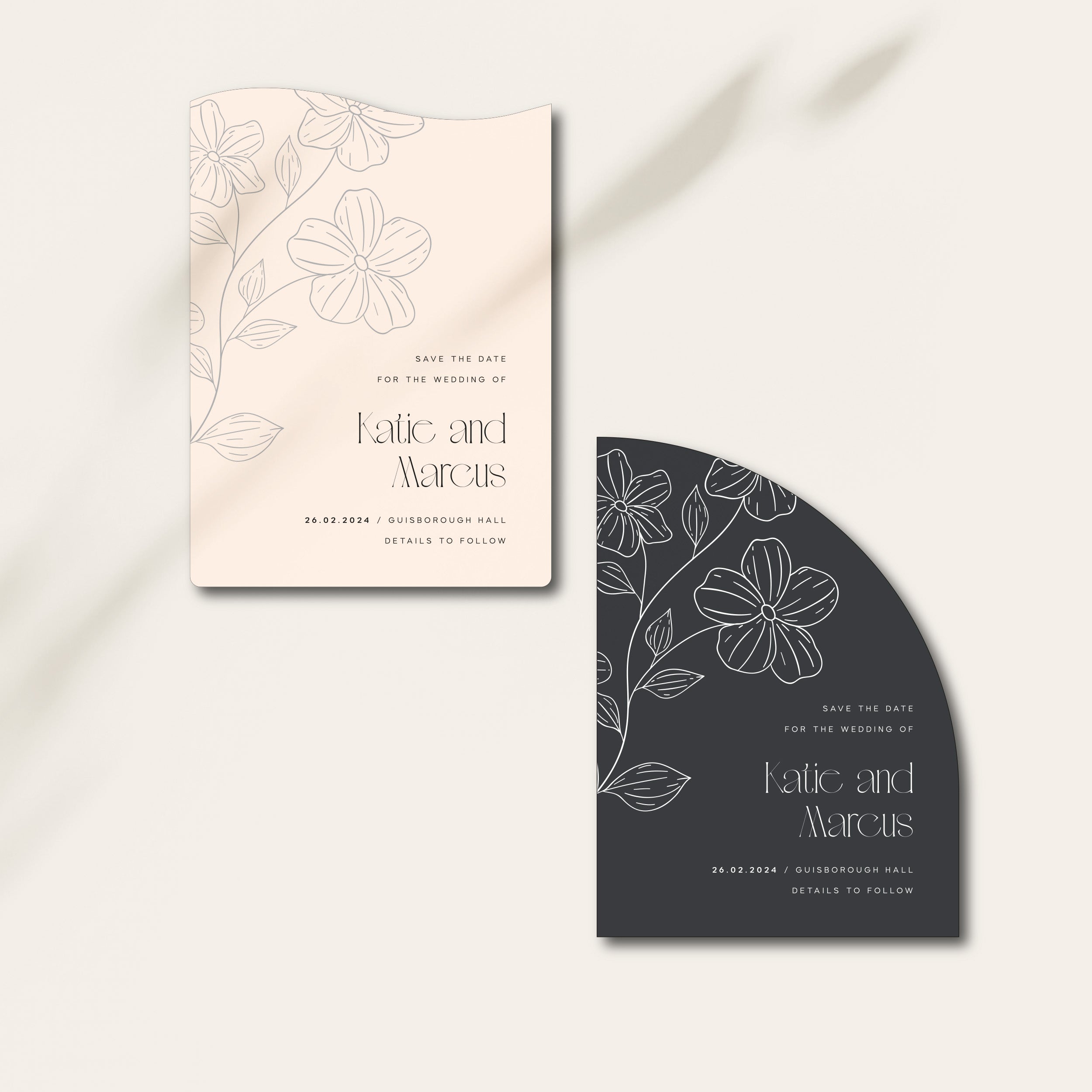 Unique Floral Shaped Save the Date Wedding Card - Clapham Collection, Elle Bee Design