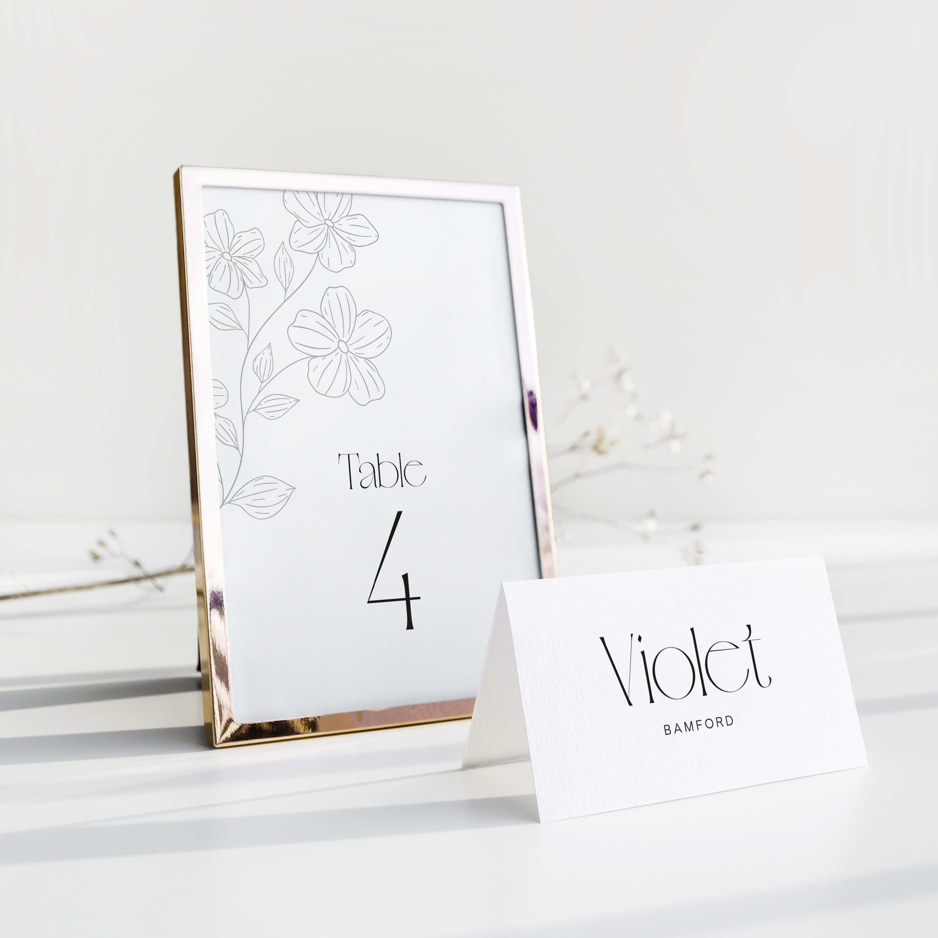 Modern Floral Wedding Table Number Card - Clapham Collection, Elle Bee Design