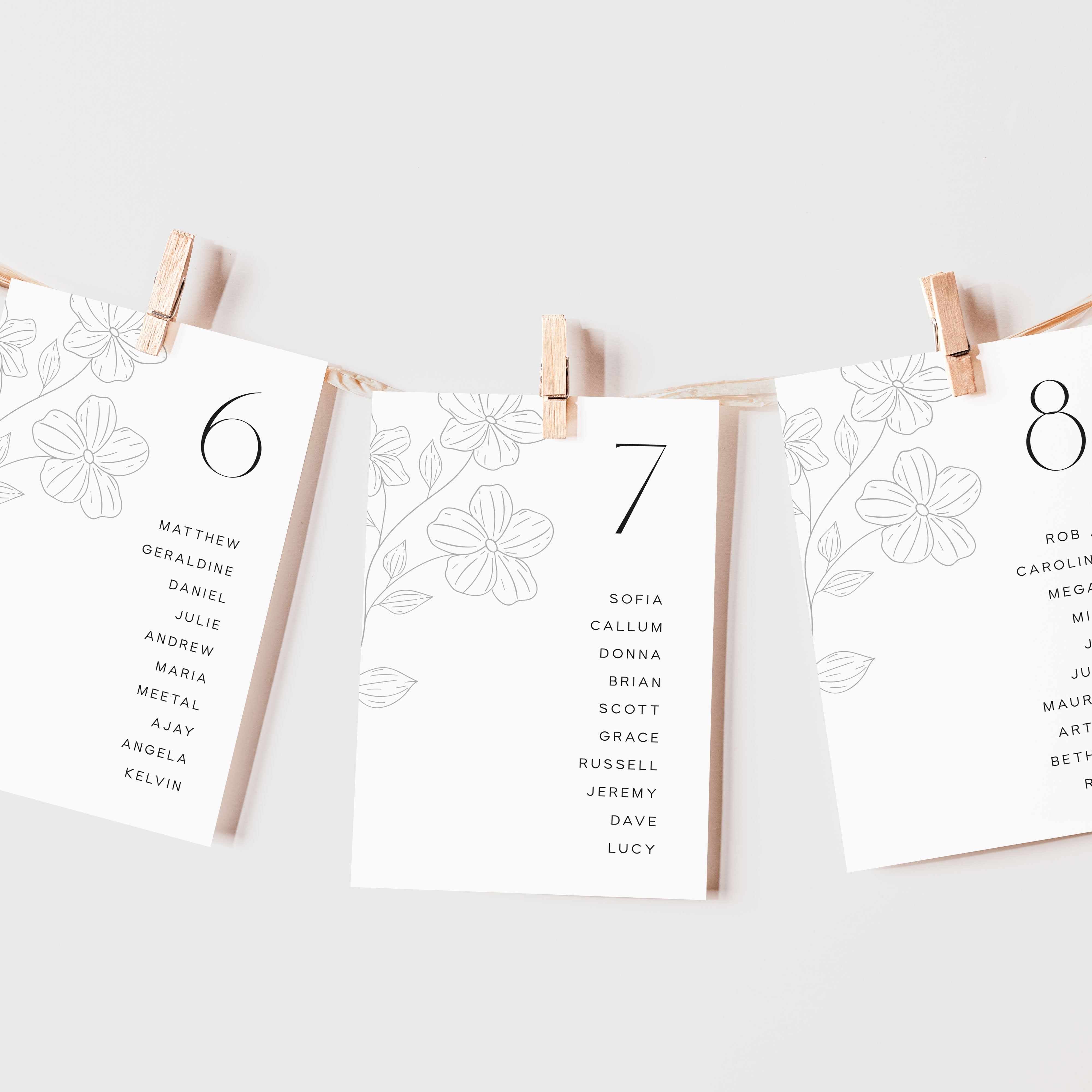 Modern Floral Wedding Table Plan Cards - Clapham Collection, Elle Bee Design