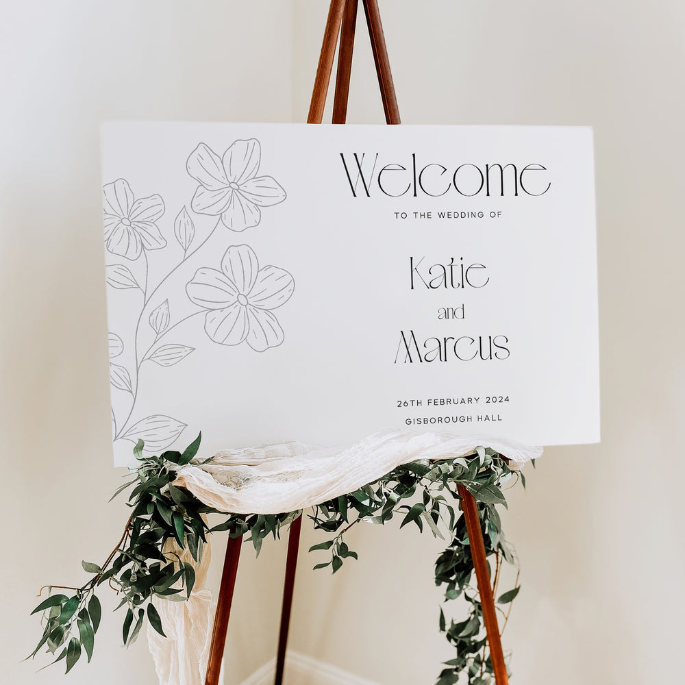 Modern Floral Wedding Welcome Sign - Clapham Collection, Elle Bee Design