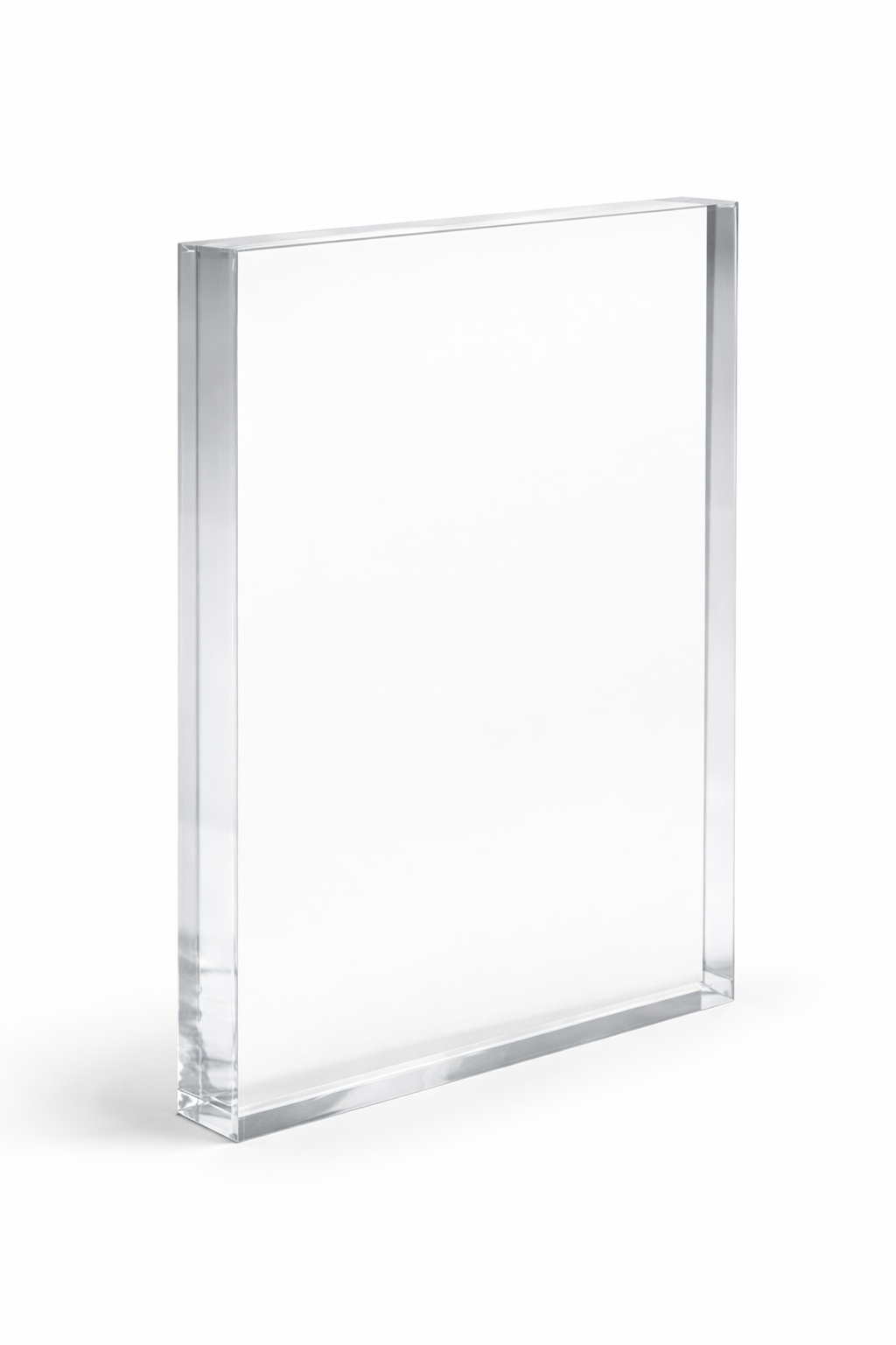 Clear glass block on a white background