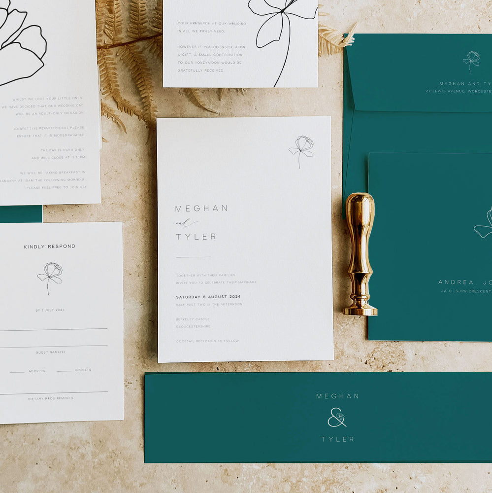Abstract Floral Wedding Invitation Suite - Covent Garden Collection, Elle Bee Design