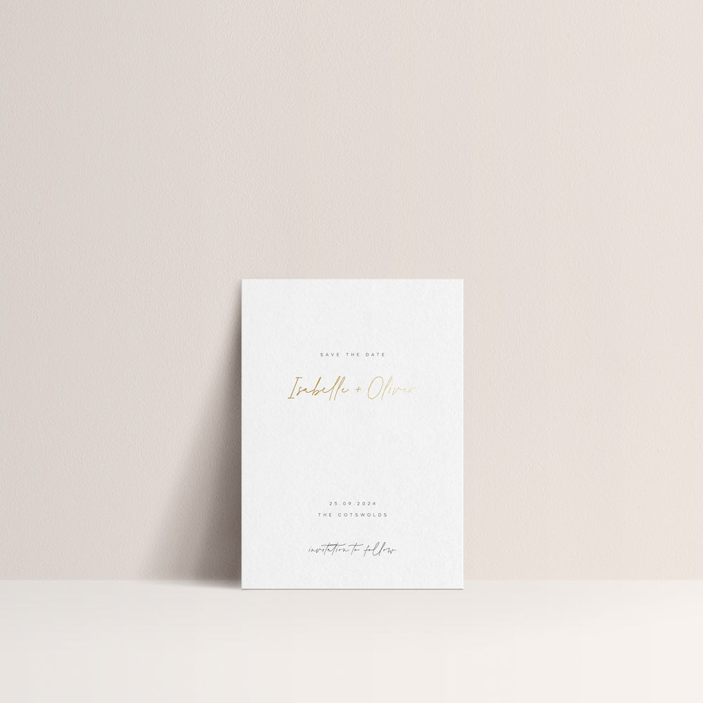 Foil Save the Date, Foil press save the date, luxury save the date, modern save the date, gold foil save the date, gold wedding stationery