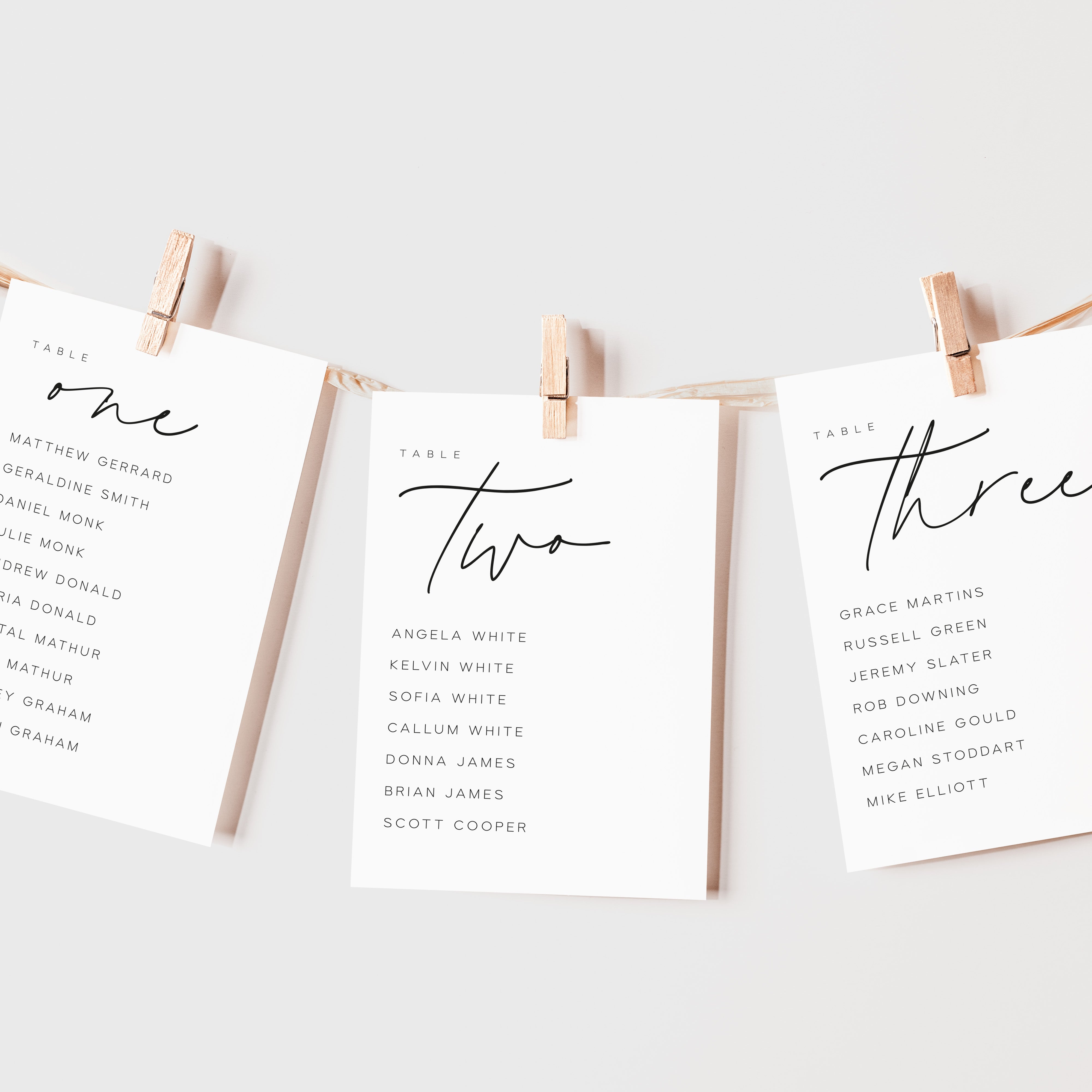 Modern Wedding Table Plan Cards - Dalston Collection, Elle Bee Design