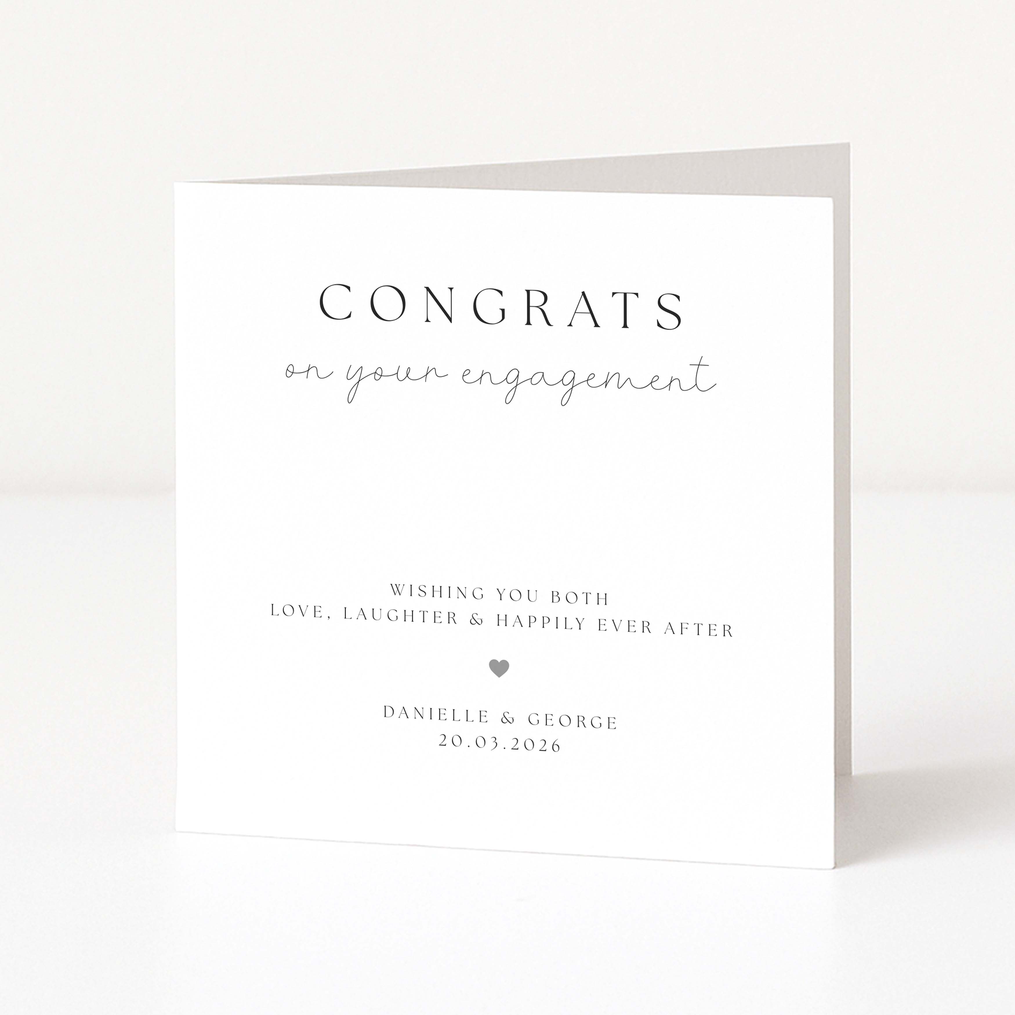 Engagement card with 'Congrats on your engagement' text on a white background