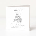 Personalised Engagement card with champagne glass design and text on a white background