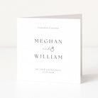 Greeting card with 'Congratulations Meghan and William on your engagement' text on a white background