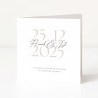 Personalised Engagement card with text '25.12 Hannah & Josh 2025' on a white background