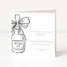 Personalised Engagement card with a bottle and bow design on a white background
