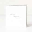 White card with 'The Next Chapter' text on a white background