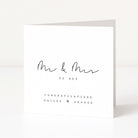 Greeting card with 'Mr & Mrs To Be' text on a white background