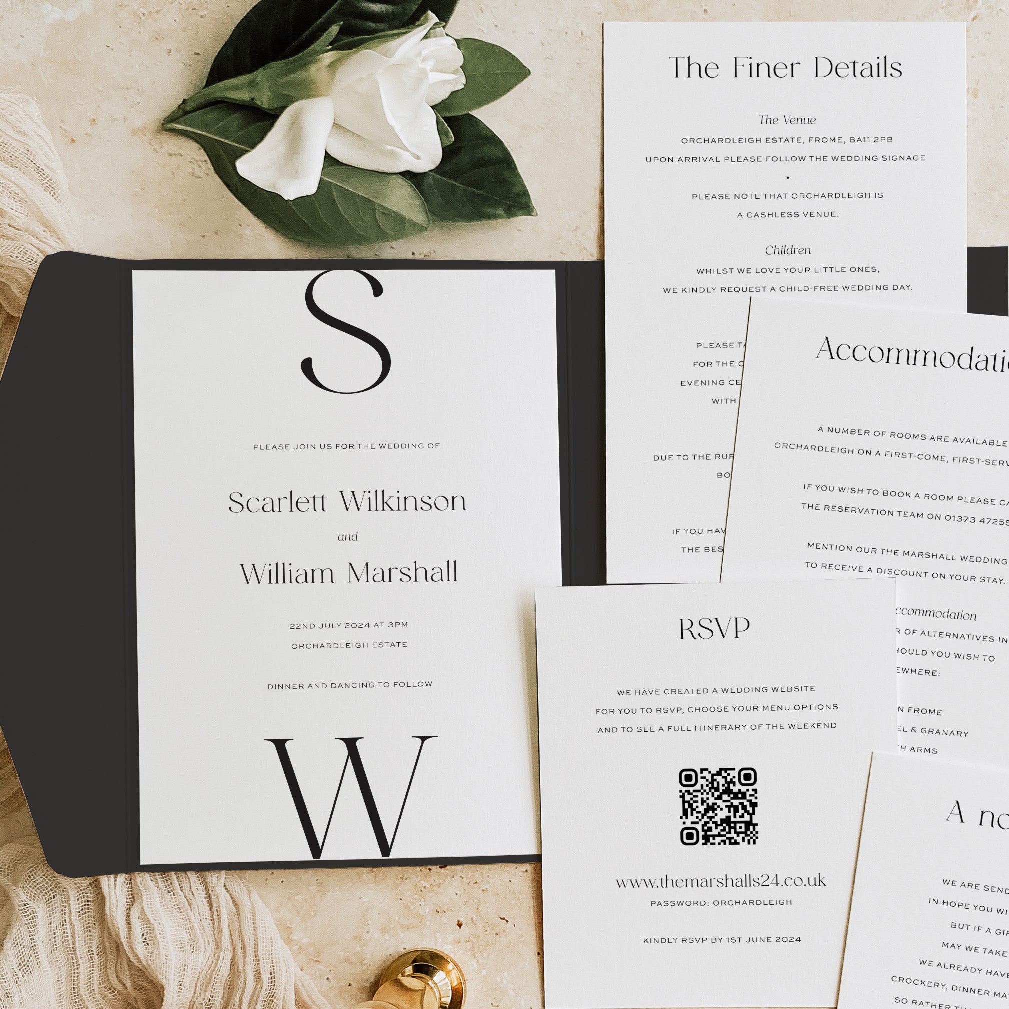 Modern Monogram Pocketfold Wedding Invitation Suite - Earl's Court Collection, Elle Bee Design