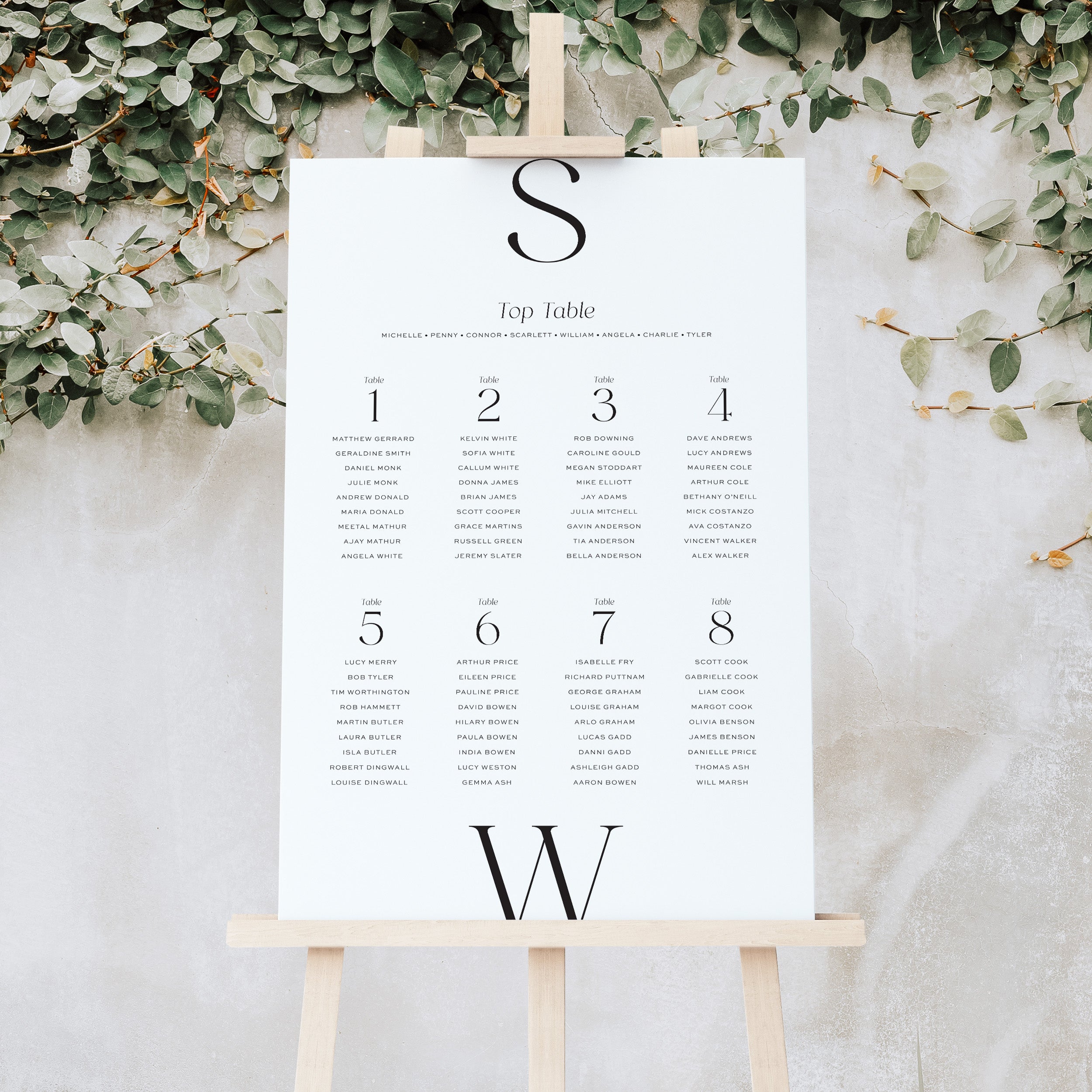 Modern Monogram Wedding Table Plan - Earl's Court Collection, Elle Bee Design