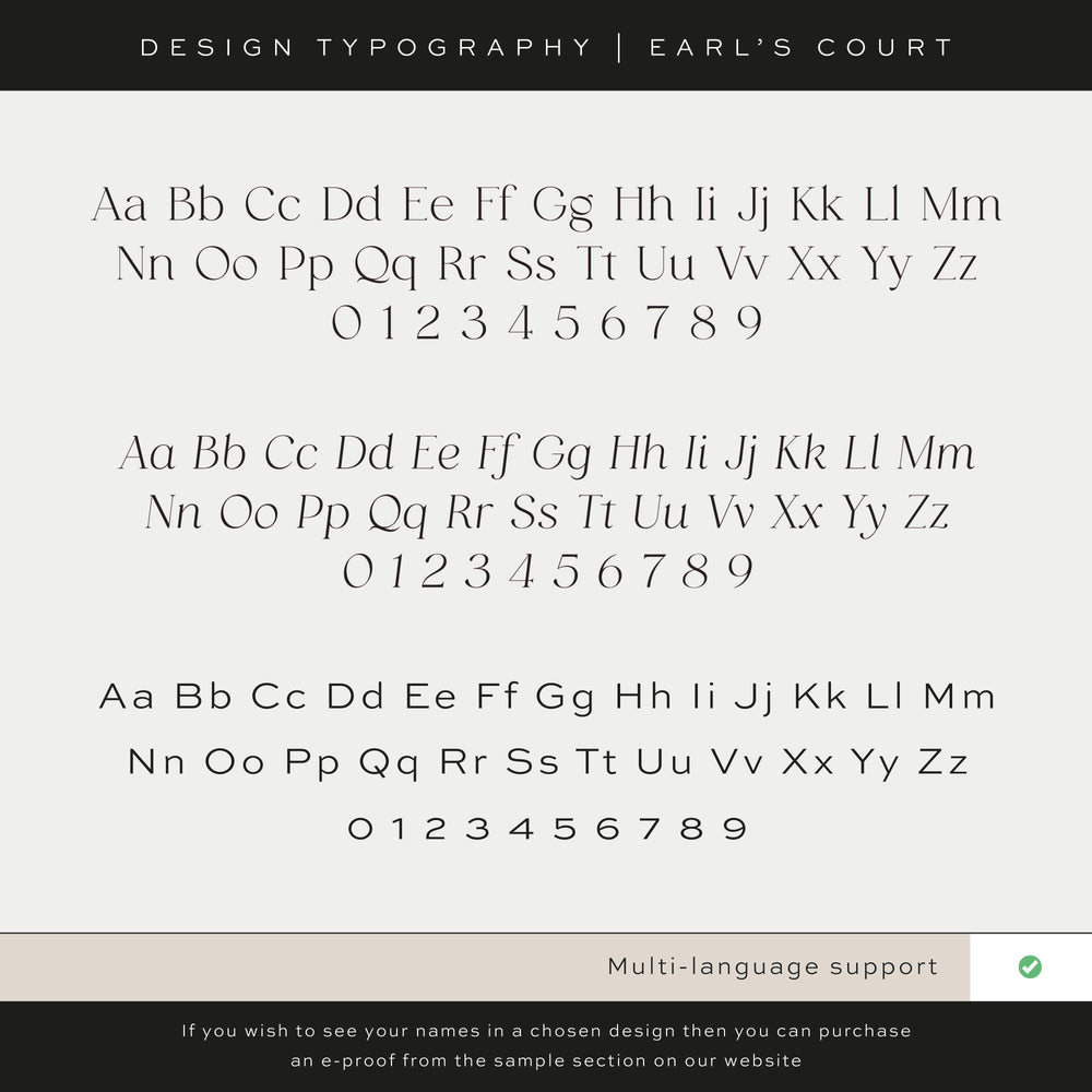 Earl's Court - Wedding Menu Card