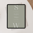 Modern Monogram Digital Save the Date in Litchen Sage Green - Earl's Court Collection