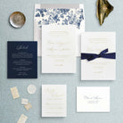 Gold Foil Pressed Wedding Invitation Suite in Blue Colour Scheme - The Eloise Collection