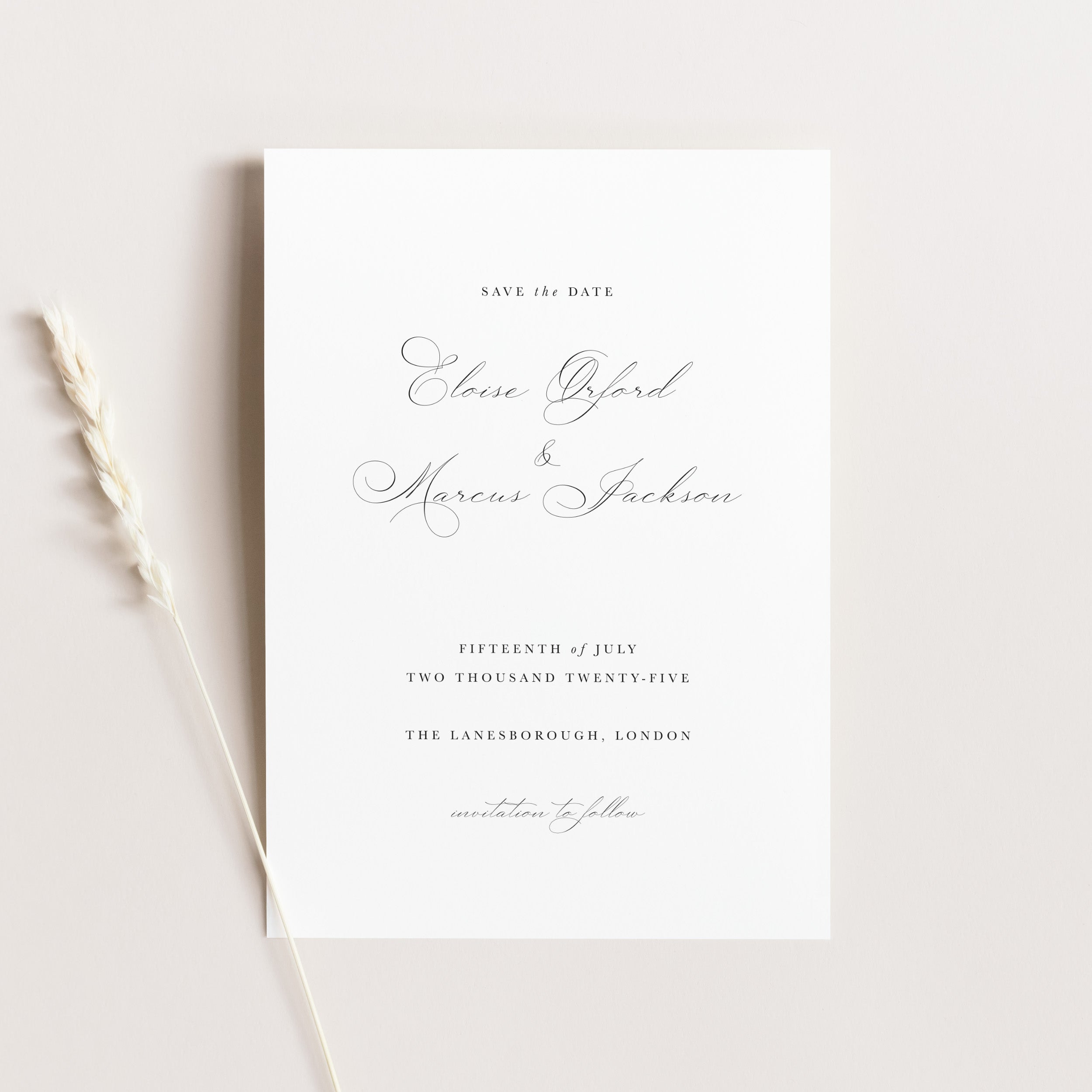 Traditional and Elegant Wedding Save the Date Card - Eloise Collection