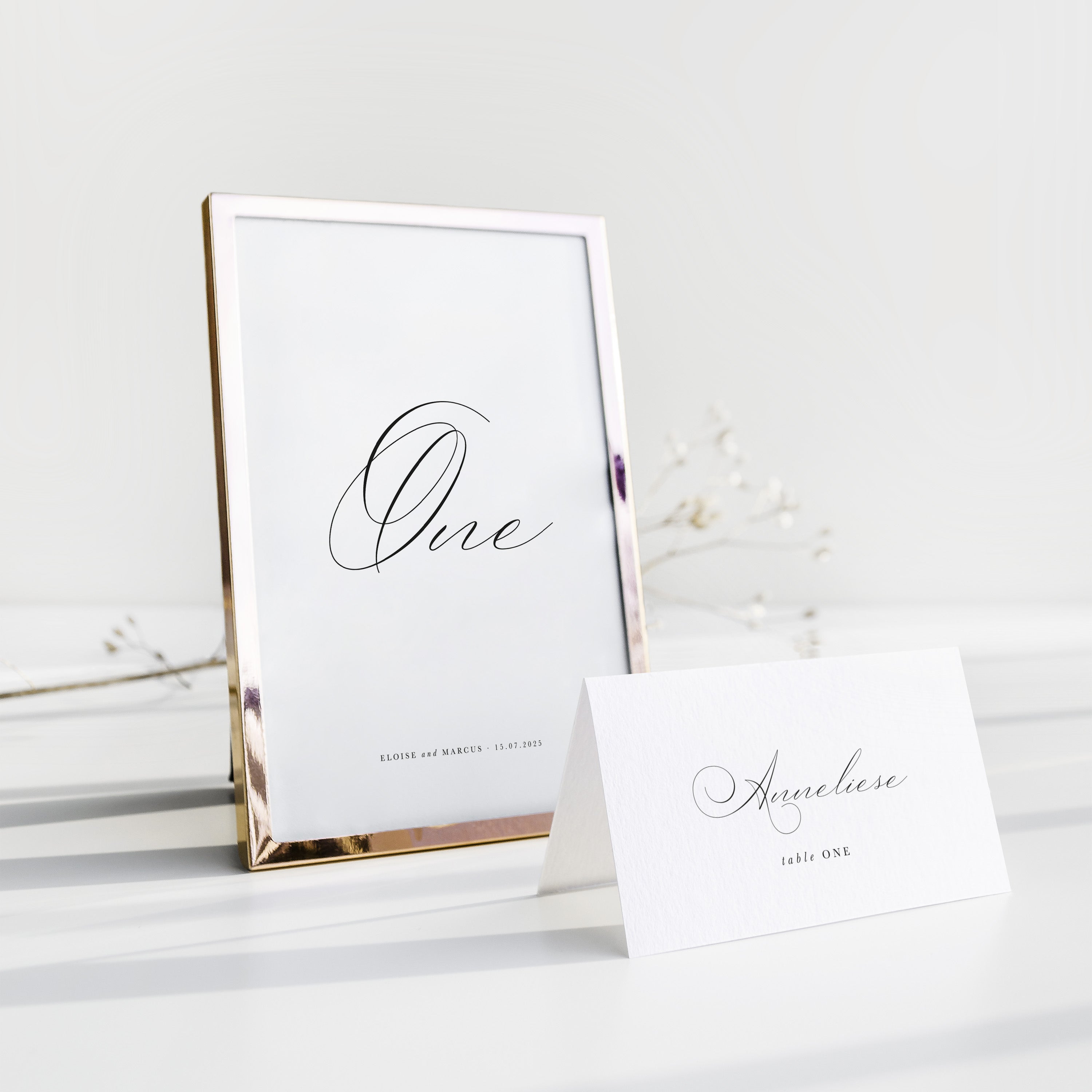 Elegant Calligraphy Wedding Table Number - Eloise Collection, Elle Bee Design