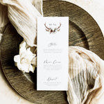 Boho Antlers Wedding Menu Card - Epping Collection, Elle Bee Design