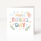 Greeting card with 'Happy Father's Day' text and decorative elements on a white background