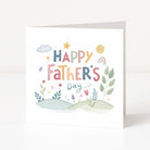 Greeting card with 'Happy Father's Day' text and decorative elements on a white background