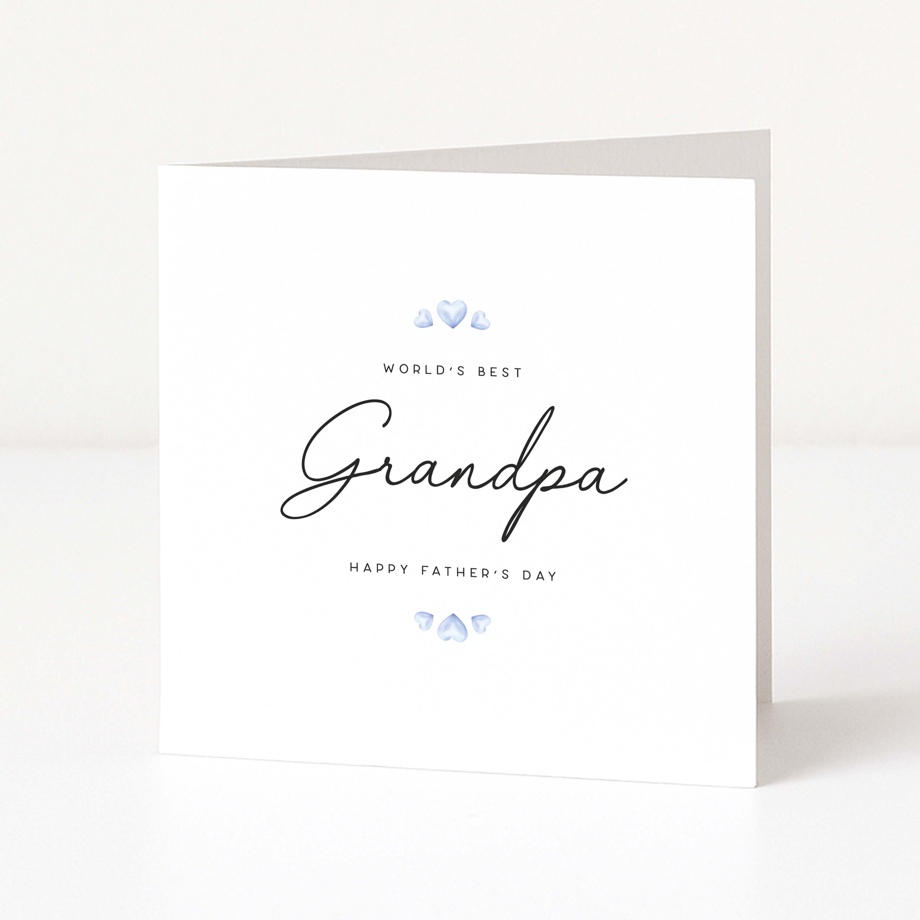 Greeting card with 'World's Best Grandpa' text on a white background