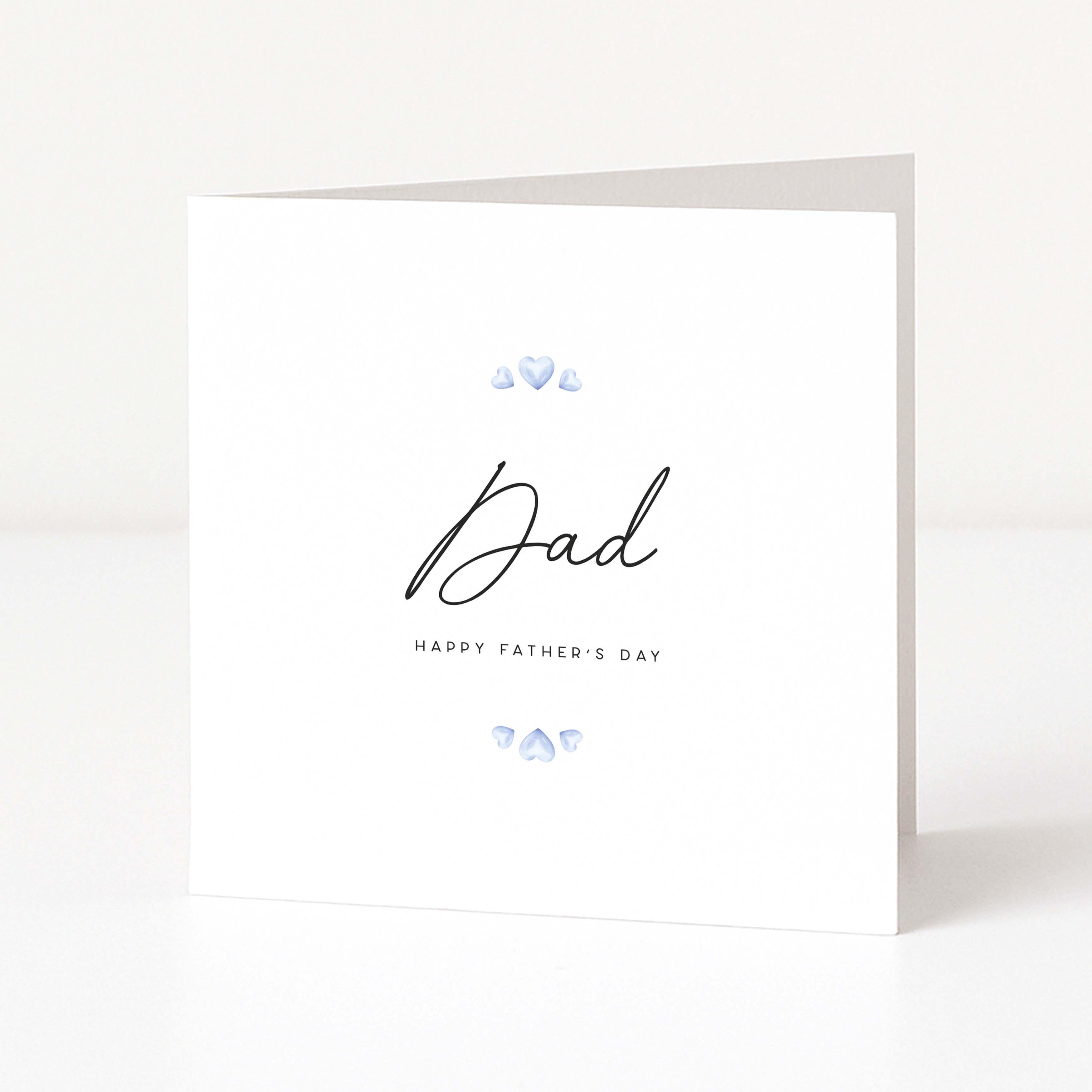 Greeting card with 'Dad' and 'Happy Father's Day' text on a white background