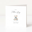Happy Father's Day card to amazing daddy to be with a teddy bear illustration on a white background