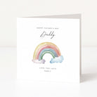 Personalised Greeting card for father's day with a rainbow and clouds on a white background